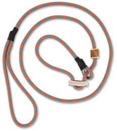 ROMNEYS Moxonleine Hundeleine mit Zugbegrenzung aus Hirschhorn Grau-Orange 130 cm – Bild 1 von 4
