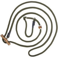 Produktbild von ROMNEYS Moxonleine Melrose Umhängeleine für Hunde in Oliv mit Zugbegrenzung und Geweihstopper aus Nylon 280 cm x 8 mm