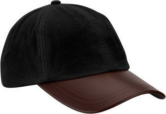 ROMNEYS Wachscap mit Lederschirm in Schwarz aus Baumwolle wasserabweisend – Bild 1 von 2