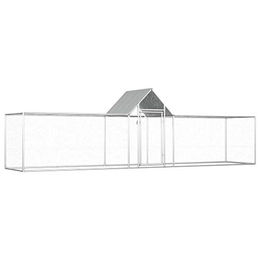 RONGQI Hühnerstall und Kaninchenstall aus verzinktem Stahl mit Legenestern 5x1x1,5 m Silber – Bild 1 von 6