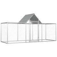 Produktbild von RONGQI Hühnerstall und Kaninchenstall mit Legenestern aus verzinktem Stahl 3x1x1,5 m Silber