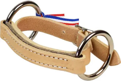 Produktbild von Ronzon Legend Gebiss Mundstück mit 2 Ringen aus flachem Leder in Beige für Pferde