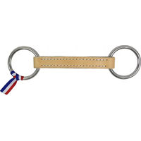 Produktbild von Ronzon Legend Gebiss Mundstück mit 2 Ringen aus flachem Leder in Beige für Pferde