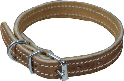 Produktbild von Ronzon Legend Hundehalsband aus chromiertem Leder mit Naht in Beige und Braun