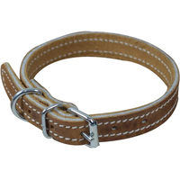 Produktbild von Ronzon Legend Hundehalsband aus chromiertem Leder mit Naht in Beige und Braun