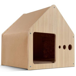 ROODZ 2-in-1 Kratz- und Loungehöhle für Katzen aus Echtholz mit Kratzvlies in Natur und Beige – Bild 1 von 7
