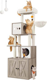 Rootz 2 in 1 Kratzbaum für Katzen aus Plüsch und Sisal in Grau 60cm x 52cm x 185cm – Bild 1 von 2