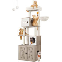 Produktbild von Rootz 2 in 1 Kratzbaum für Katzen aus Plüsch und Sisal in Grau 60cm x 52cm x 185cm