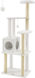 Rootz Katzenkratzsäule aus Plüsch und Sisal in Weiß 58cm – Bild 1 von 2