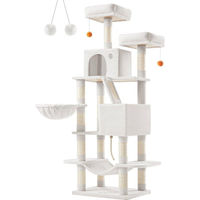 Produktbild von Rootz Kratzsäule für Katzen aus Plüsch und Sisal in Creme Weiß Grau 55x45x168cm
