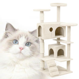 ROSEJANE Kratzbaum für Katzen mit Sisal-Kratzsäulen, Katzenhöhle und Liegeflächen 130 cm – Bild 1 von 1