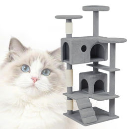 ROSEJANE Kratzbaum für Katzen mit Sisal-Kratzsäulen, Katzenhöhle und Liegeflächen 130 cm – Bild 1 von 1