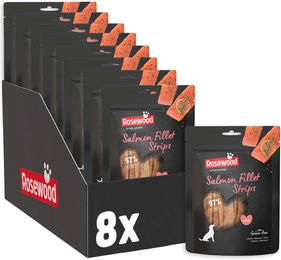 Rosewood Dayes Lachsfilet-Streifen Hundetrockenfleisch getreidefrei mit hohem Fleischanteil und Monoprotein für große Hunde – Bild 1 von 3
