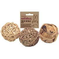 Produktbild von Rosewood Naturals Trio Of Fun Balls Knabberspielzeug aus Naturmaterial für Nagetiere und Kaninchen in Braun