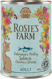 Produktbild von Rosie's Farm Katzenfutter Adult Lachs Huhn und Garnele getreidefrei 6 x 400 g - 6 x 400 g