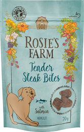 Produktbild von Rosie's Farm Snacks Tender Steak Bites Lachs Belohnungssnack für Hunde Adult Getreidefrei 5 x 70 g - 5 x 70 g