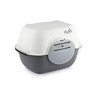 Produktbild von Rotho MyPet Bella Katzenklo Haubentoilette mit Deckel und Klappe aus Kunststoff in Weiß und Grau