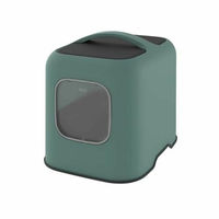 Produktbild von Rotho MyPet Biala Haubentoilette für Katzen aus Kunststoff in Grün/Schwarz mit Schaufel