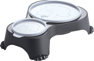 Rotho MyPet Duo Futternapf Sally Doppel-Napf aus Kunststoff Anthrazit 1000 ml und 280 ml – Bild 1 von 4