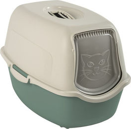 Rotho MyPet Eco Bailey Haubentoilette für Katzen mit Deckel und Aktivkohlefilter aus recyceltem Kunststoff in Grün/Weiß – Bild 1 von 3