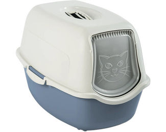 Rotho MyPet Eco Bailey Katzentoilette mit Deckel und Aktivkohlefilter aus recyceltem Kunststoff, Blau/Weiß, 56 x 40 x 39 cm – Bild 1 von 6