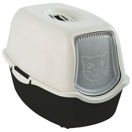 Rotho MyPet Eco Bailey Katzentoilette mit Deckel und Aktivkohlefilter aus recyceltem Kunststoff Schwarz Weiß 56 x 40 x 39 cm – Bild 1 von 2