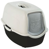 Produktbild von Rotho MyPet Eco Bailey Katzentoilette mit Deckel und Aktivkohlefilter aus recyceltem Kunststoff Schwarz Weiß 56 x 40 x 39 cm