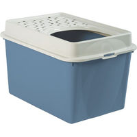 Produktbild von Rotho MyPet Eco Berty Katzenklo mit Top-Eingang aus recyceltem Kunststoff in Blau/Weiß