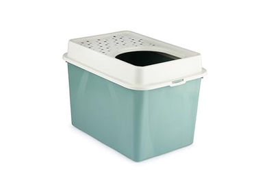 Rotho MyPet Eco Berty Katzenklo mit Top-Eingang aus recyceltem Kunststoff in Grün/Weiß – Bild 1 von 3