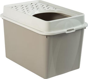 Rotho MyPet Eco Berty Katzentoilette mit Top-Eingang aus recyceltem Kunststoff in Beige/Weiß – Bild 1 von 4