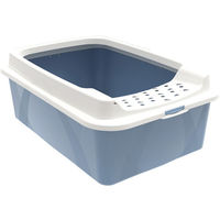 Produktbild von Rotho MyPet Eco Bonnie Katzentoilette mit Top-Eingang aus recyceltem Kunststoff Blau Weiß