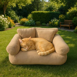 Roxlin Katzenbett und Hundesofa Flauschig und Waschbar mit Rutschfester Unterseite Beige Größe L – Bild 1 von 4