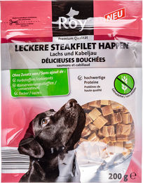 Produktbild von ROY Katzen-Steakfilet Happen Lachs und Kabeljau glutenfrei 200g