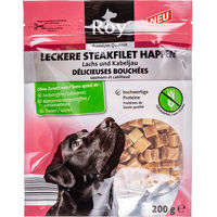 Produktbild von ROY Katzen-Steakfilet Happen Lachs und Kabeljau glutenfrei 200g