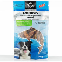 Produktbild von ROY Kausnack Anchovis in Hühnerbrust gewickelt 100 g mit hohem Fleischanteil
