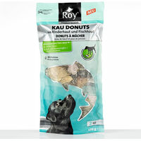 Produktbild von ROY Kausnack Kaudonuts aus Rinderhaut und Fischhaut ohne Farb- und Aromastoffe und ohne Zucker 150 g