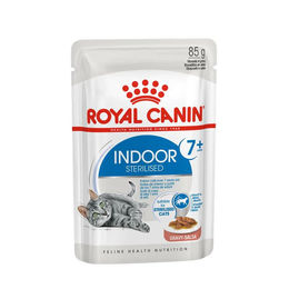 Produktbild von Royal Canin Feline Health Nutrition Indoor 7+ Sterilised Katzenfutter für Senior Wohnungskatzen mit Stückchen in Sauce - 85 g