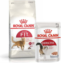 Produktbild von Royal Canin Fit Trockenfutter für erwachsene Katzen 10kg und Instinctive Nassfutter 48x85g - 48 x 85 g