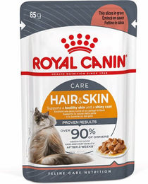 Produktbild von Royal Canin Hair & Skin Katzenfutter Adult Stückchen in Sauce 12x85g