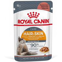 Produktbild von Royal Canin Hair & Skin Nassfutter Stückchen in Soße für adulte Katzen 48 x 85 g - 12 x 85 g