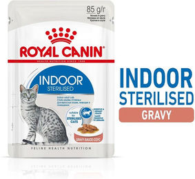 Produktbild von Royal Canin Indoor Light Nassfutter für Wohnungskatzen mit Stückchen in Soße 48x85g