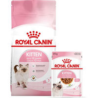 Produktbild von Royal Canin Kitten Futter Set mit Trockenfutter 2kg und Nassfutter Stückchen in Soße 12x85g zur Unterstützung des Immunsystems - 12 x 85 g
