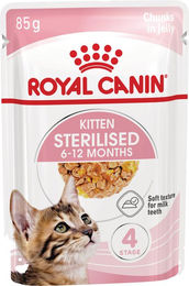 Royal Canin Kitten Sterilised Nassfutter Stückchen in Gelee Huhn 12 x 85 g - 12 x 85 g – Bild 1 von 13