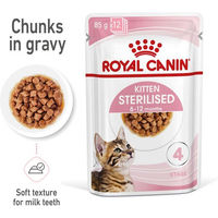 Produktbild von Royal Canin Kitten Sterilised Nassnahrung für kastrierte Kätzchen mit Stückchen in Soße 48x85g