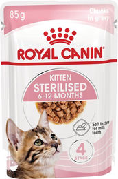 Royal Canin Kitten Sterilised Nassnahrung Stückchen in Sauce für kastrierte Kätzchen 12 x 85 g - 12 x 85 g – Bild 1 von 6