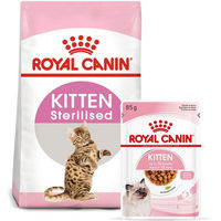 Produktbild von Royal Canin Kitten Sterilised Trockenfutter 3,5kg und Kitten Stückchen in Soße 12x85g für Katzen - 12 x 85 g