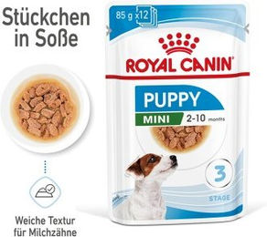 Royal Canin Mini Puppy Welpen Futter Stückchen in Sauce 12x85g - 12 x 85 g – Bild 1 von 3