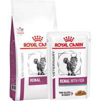 Produktbild von Royal Canin Renal Katzen Diätfutter Sparpaket mit 4 kg Trockenfutter und 12 x 85 g Nassfutter Fisch