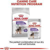 Produktbild von Royal Canin Sterilised Mini Hundefutter mit Gewichtskontrolle und Mousse 8kg plus 12x85g