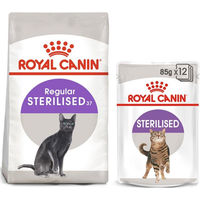 Produktbild von Royal Canin Sterilisiert Futterset für erwachsene Katzen mit Trockenfutter 2kg und Sterilised Mousse 12x85g zur Gewichtskontrolle - 2 kg